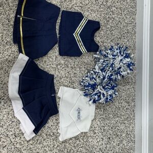 American Girl Doll Navy and White Cheerleader Outfit with Pom Poms